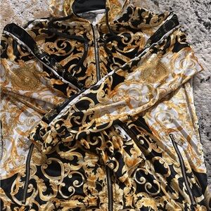 Versace Women's Ornate Black and Gold tracksuit pants/Jacket unisex